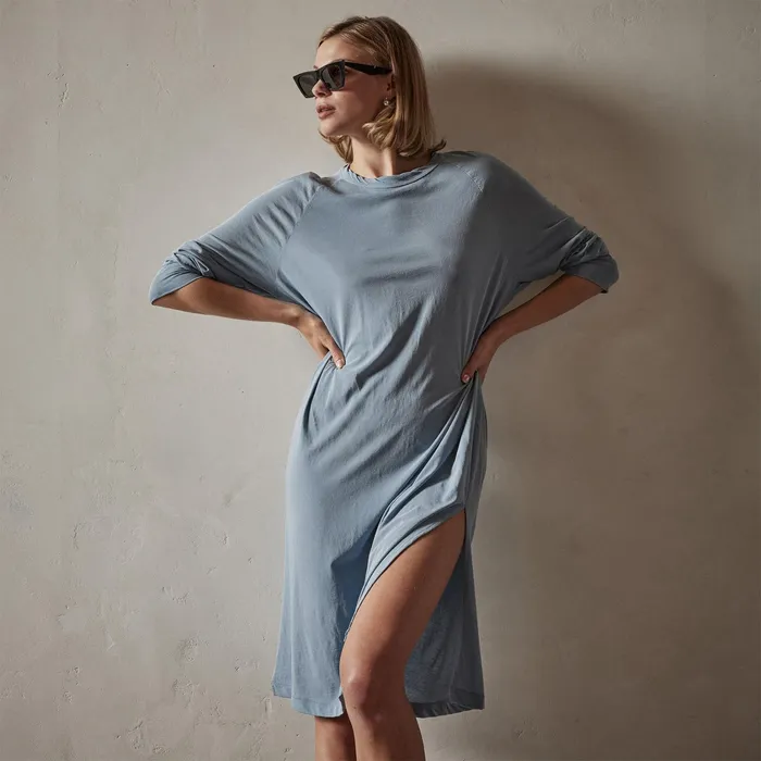 WOMEN James Perse DRESSESJUMPSUITS Relaxed Raglan Dress Bluestone Pigment