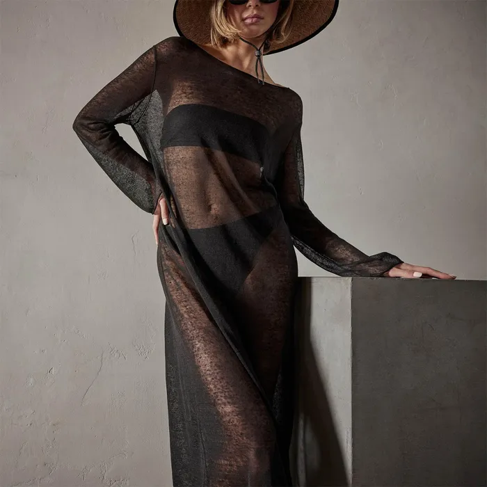 WOMEN James Perse DRESSESJUMPSUITS Soleil Linen Caftan Black