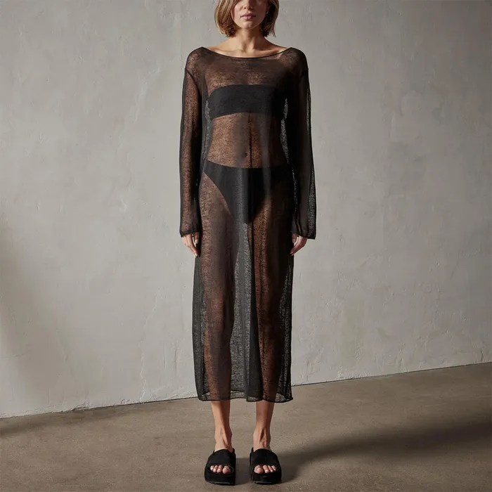 WOMEN James Perse DRESSESJUMPSUITS Soleil Linen Caftan Black