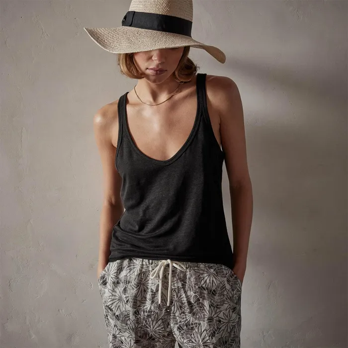 WOMEN James Perse LOS ANGELES COLLECTION Linen Jersey Tank Black