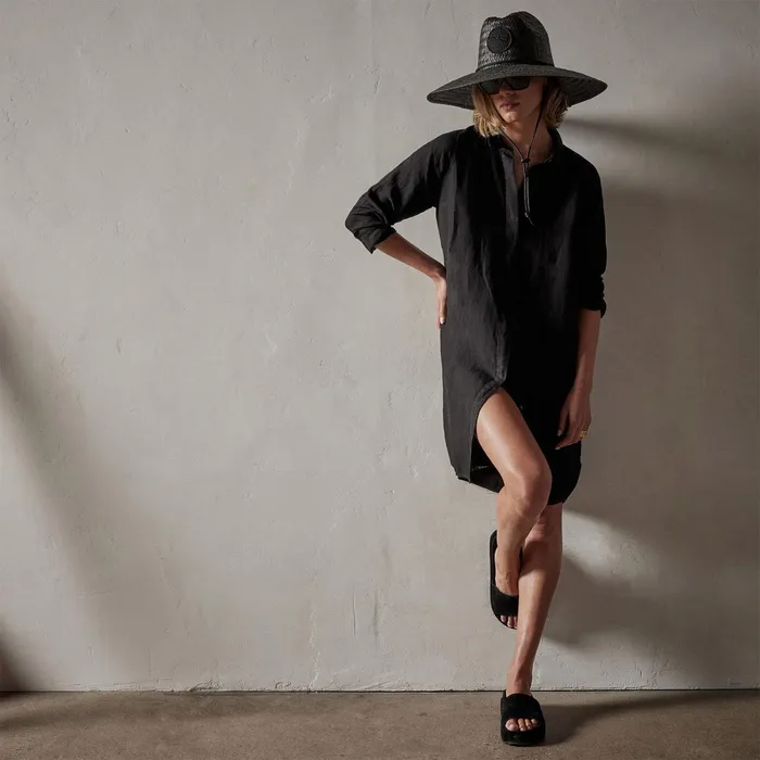 WOMEN James Perse LOS ANGELES COLLECTION Pacific Linen Shirt Dress Black