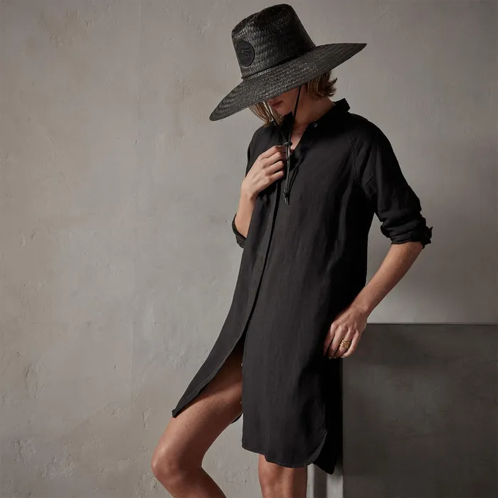 WOMEN James Perse LOS ANGELES COLLECTION Pacific Linen Shirt Dress Black