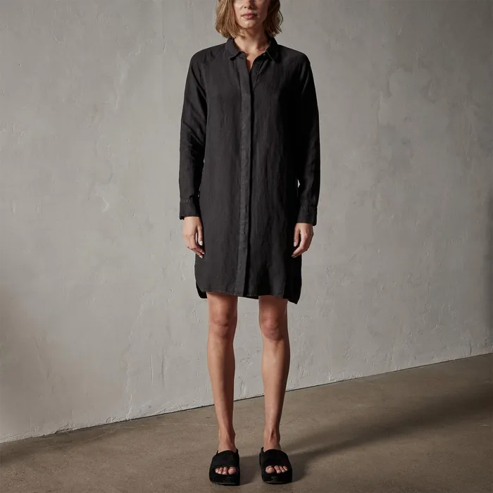 WOMEN James Perse LOS ANGELES COLLECTION Pacific Linen Shirt Dress Black