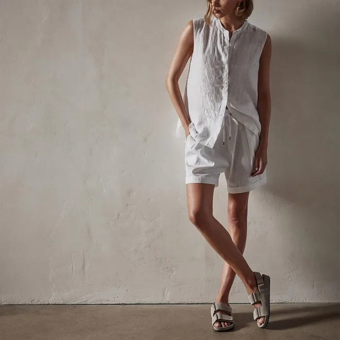 WOMEN James Perse LOS ANGELES COLLECTION Sleeveless Linen Shirt White