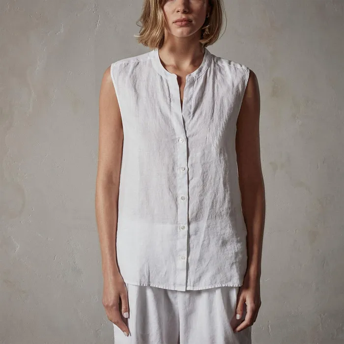 WOMEN James Perse LOS ANGELES COLLECTION Sleeveless Linen Shirt White