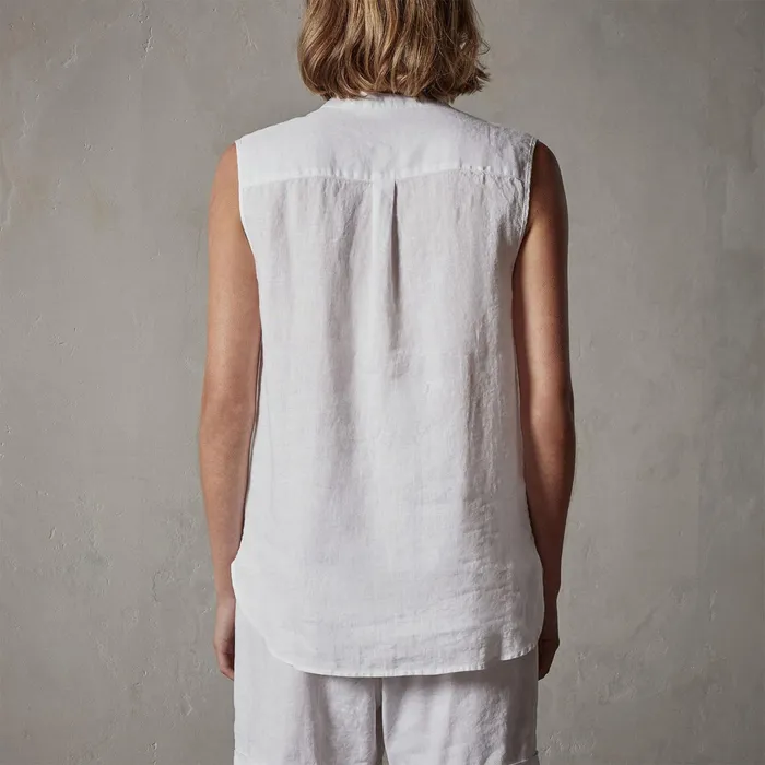 WOMEN James Perse LOS ANGELES COLLECTION Sleeveless Linen Shirt White