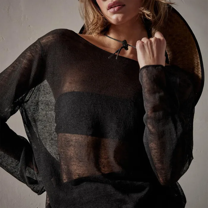 WOMEN James Perse LOS ANGELES COLLECTION Soleil Linen Shell Top Black