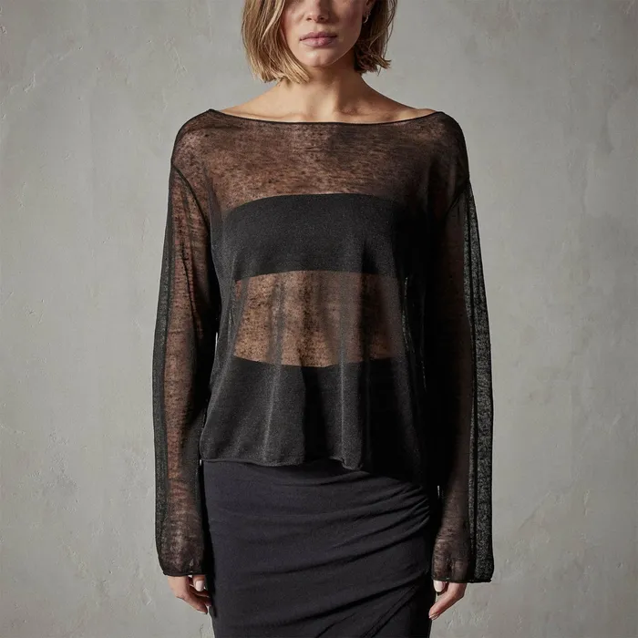 WOMEN James Perse LOS ANGELES COLLECTION Soleil Linen Shell Top Black