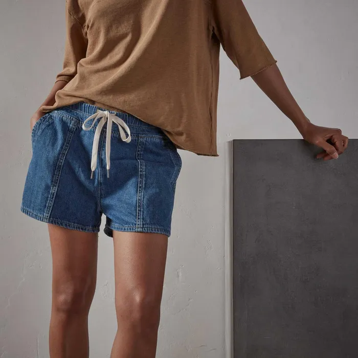 WOMEN James Perse SHORTS Patch Pocket Denim Short Dark Indigo
