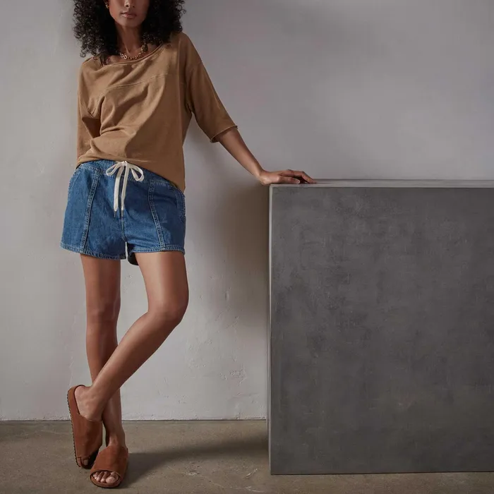 WOMEN James Perse SHORTS Patch Pocket Denim Short Dark Indigo