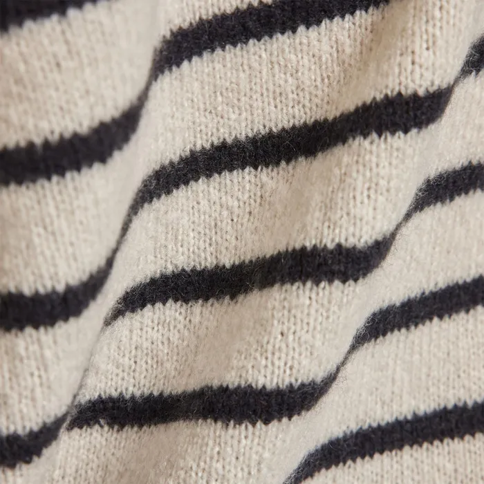 WOMEN James Perse SWEATERS Nautical Stripe Cashmere Sweater Ivoryblack