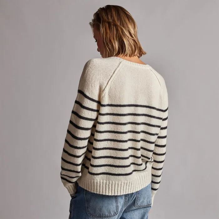 WOMEN James Perse SWEATERS Nautical Stripe Cashmere Sweater Ivoryblack
