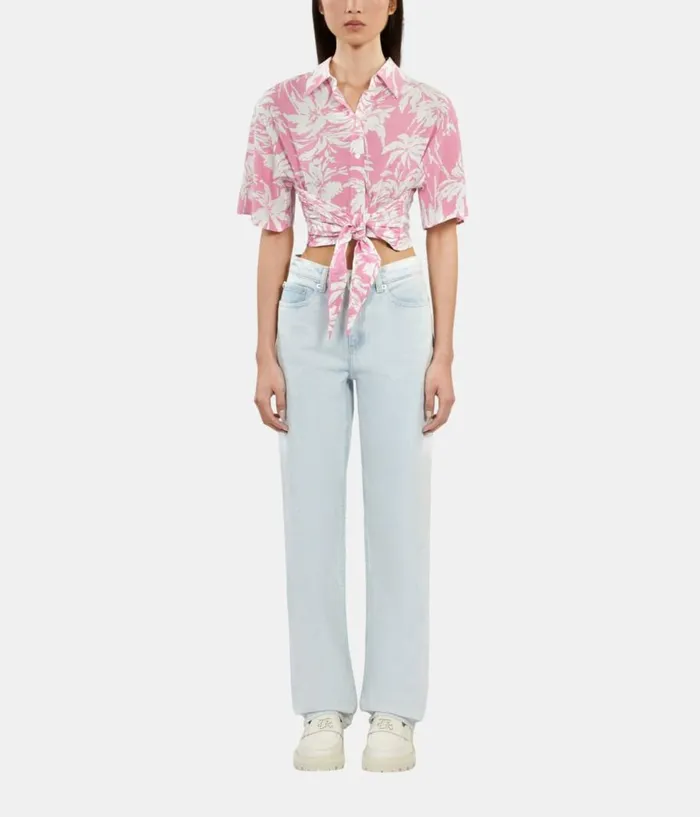 Women Jeans and Pants THE KOOPLES Faded Light Blue Straight Jeans Women Jeans and Pants THE KOOPLES Faded Light Blue Straight Jeans