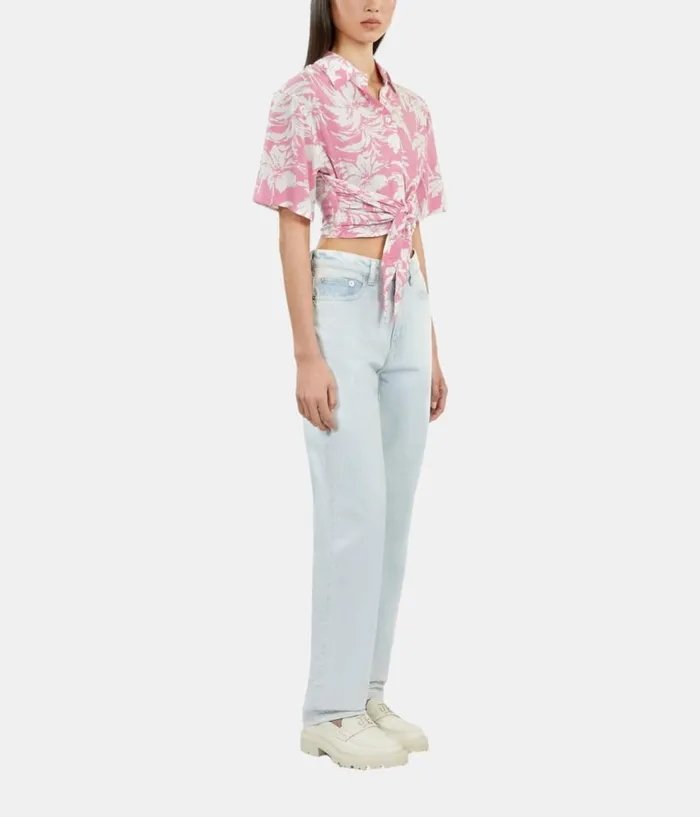 Women Jeans and Pants THE KOOPLES Faded Light Blue Straight Jeans Women Jeans and Pants THE KOOPLES Faded Light Blue Straight Jeans