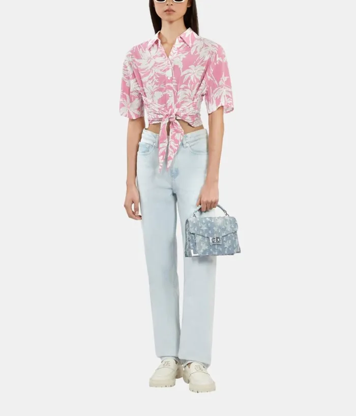 Women Jeans and Pants THE KOOPLES Faded Light Blue Straight Jeans Women Jeans and Pants THE KOOPLES Faded Light Blue Straight Jeans