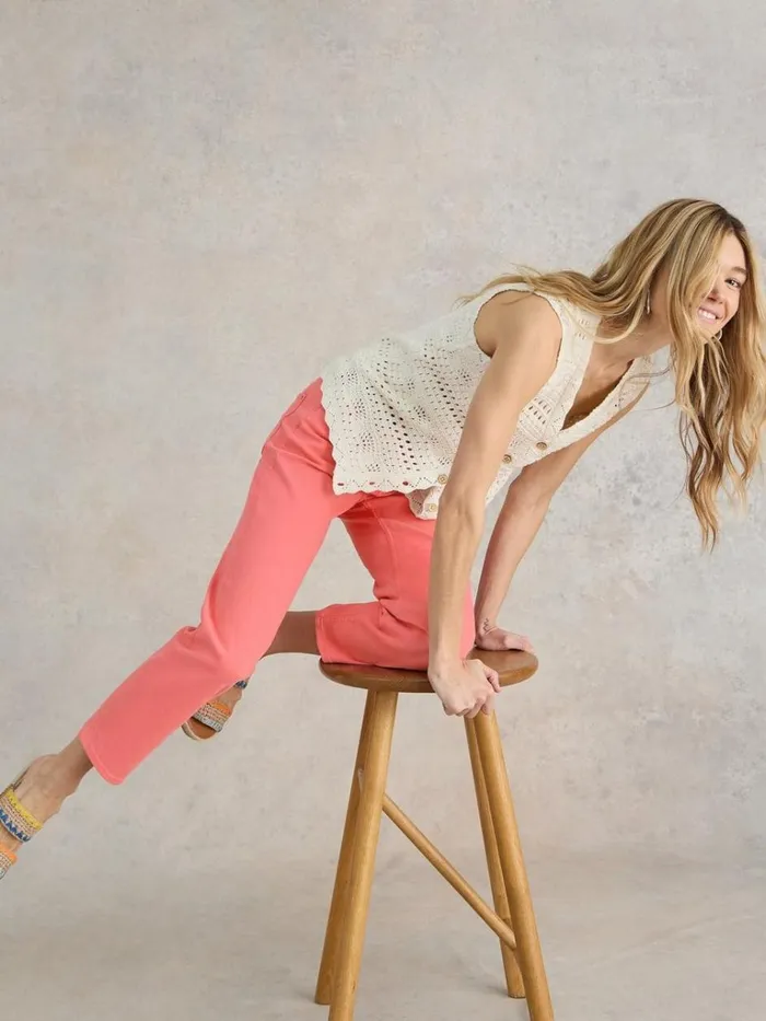 Women JEANS White Stuff Blake Straight Cropped Jean Bright Pink Women JEANS White Stuff Blake Straight Cropped Jean Bright Pink