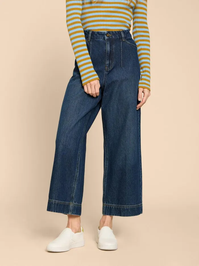 Women JEANS White Stuff Loren Wide Leg Cropped Jean Dk Denim Women JEANS White Stuff Loren Wide Leg Cropped Jean Dk Denim