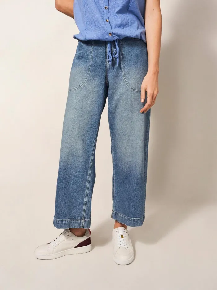 Women JEANS White Stuff Tia Wide Leg Crop Jeans Light Denim Women JEANS White Stuff Tia Wide Leg Crop Jeans Light Denim