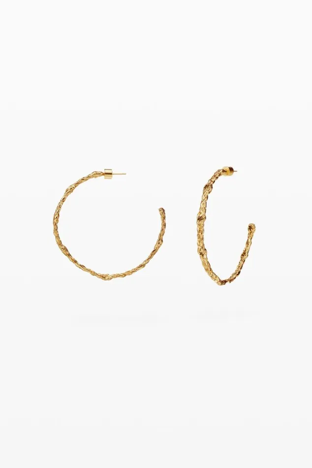 Women Jewellery Desigual Zalio Goldplated Braided Hoop Earrings