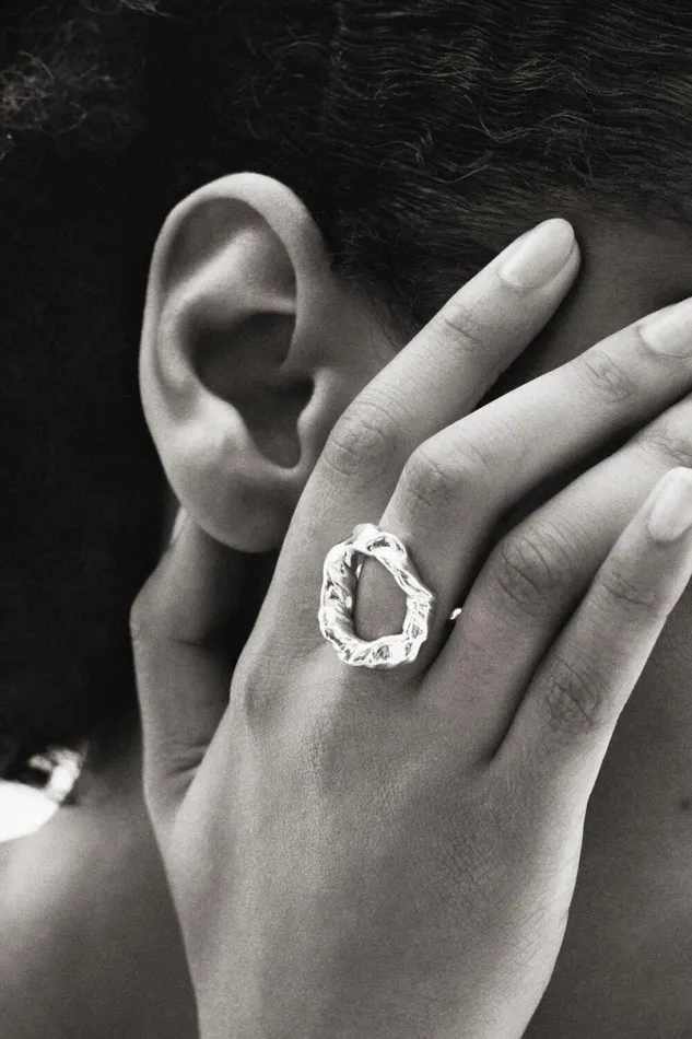 Women Jewellery Desigual Zalio Gold Plated Letter O Ring