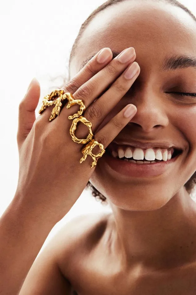 Women Jewellery Desigual Zalio Gold Plated Letter O Ring