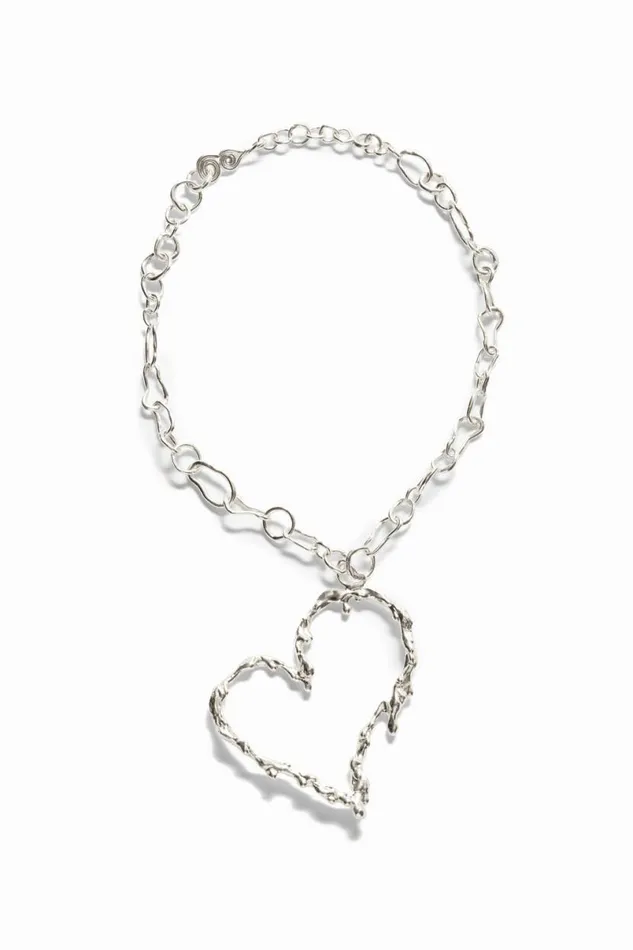 Women Jewellery Desigual Zalio Silver Plated Heart Necklace