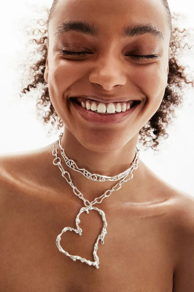 Women Jewellery Desigual Zalio Silver Plated Heart Necklace