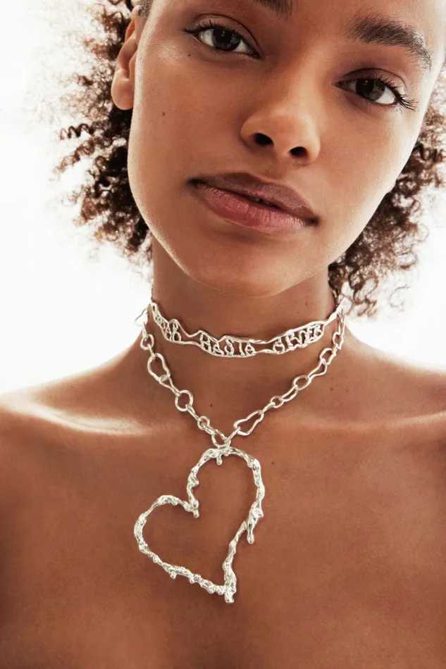 Women Jewellery Desigual Zalio Silver Plated Heart Necklace