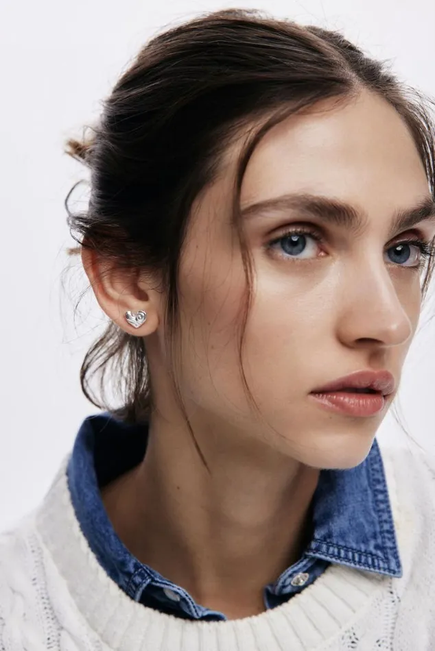 Women Jewellery Desigual Zalio Silverplated Heart Stud Earrings