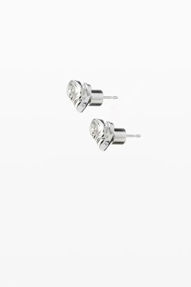 Women Jewellery Desigual Zalio Silverplated Heart Stud Earrings