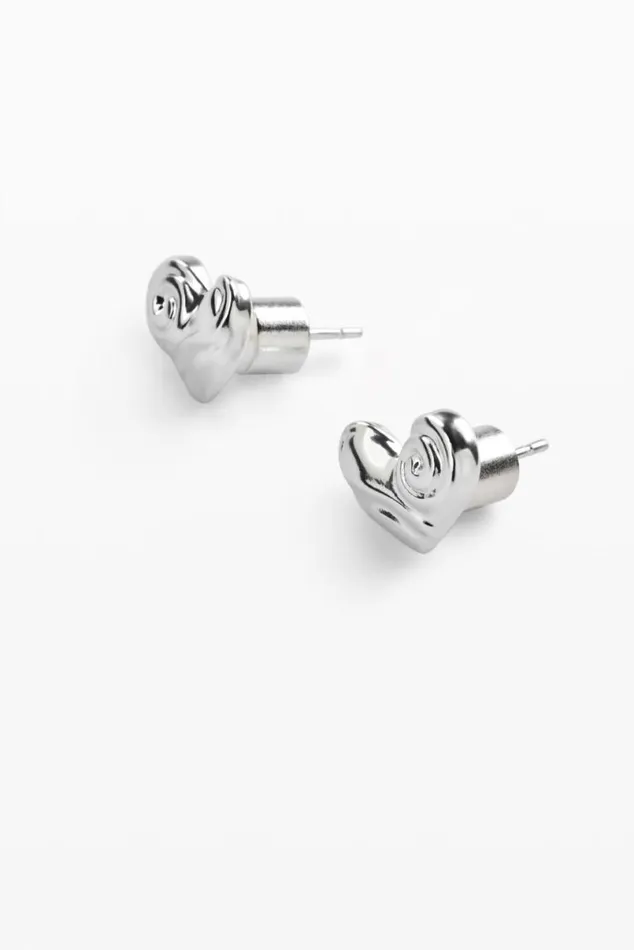Women Jewellery Desigual Zalio Silverplated Heart Stud Earrings