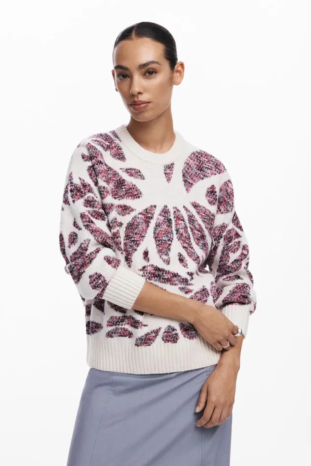 Women Jumpers Desigual Leaf Print Sweater