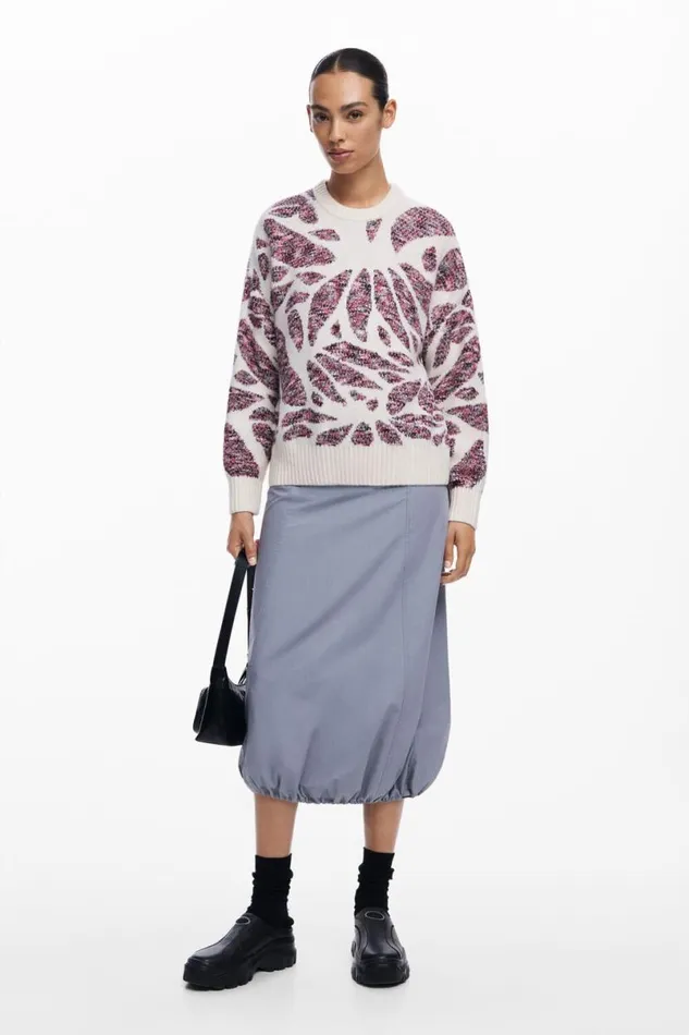 Women Jumpers Desigual Leaf Print Sweater