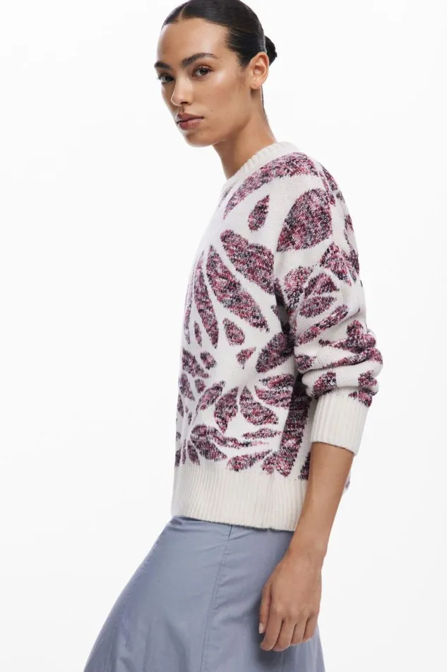 Women Jumpers Desigual Leaf Print Sweater