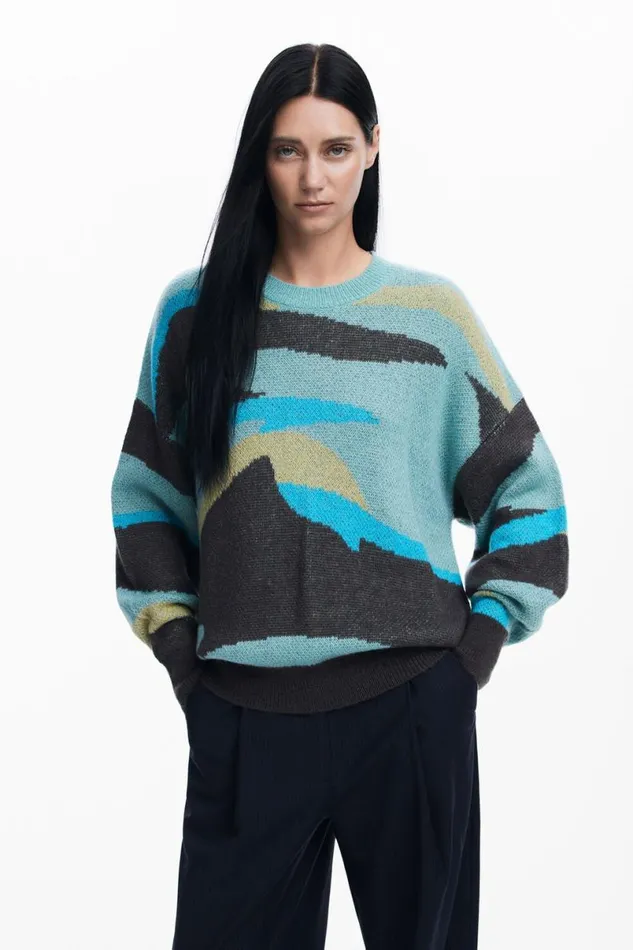 Women Jumpers Desigual Oversized Landscape Sweater