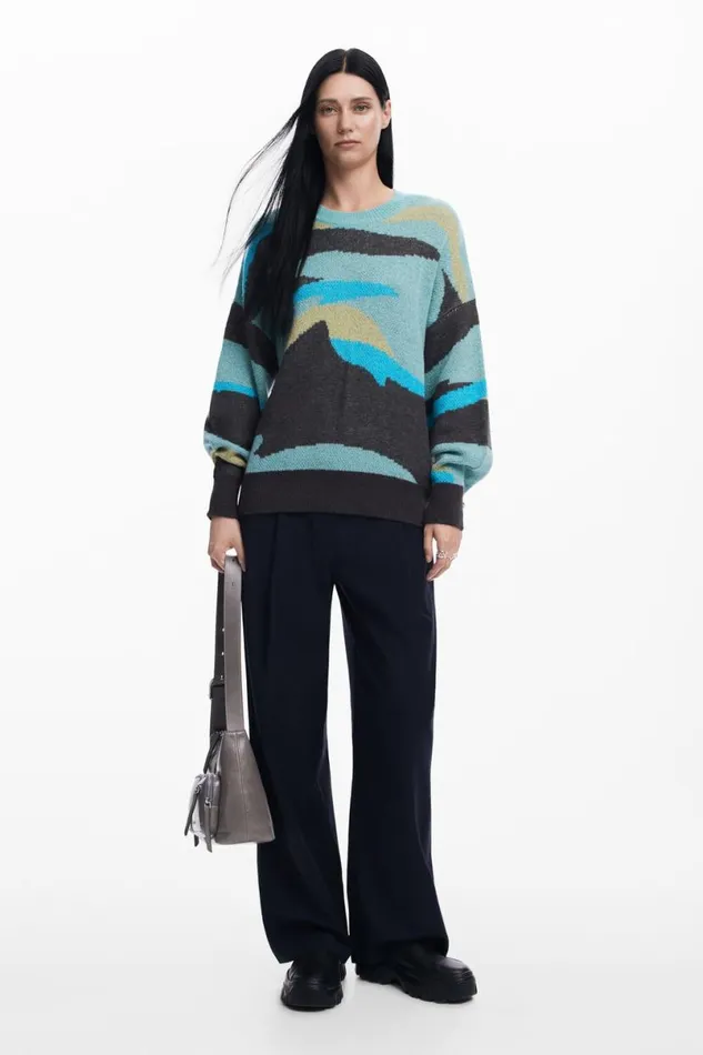 Women Jumpers Desigual Oversized Landscape Sweater