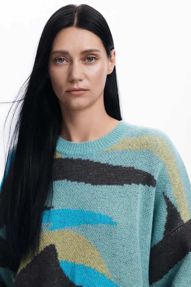 Women Jumpers Desigual Oversized Landscape Sweater