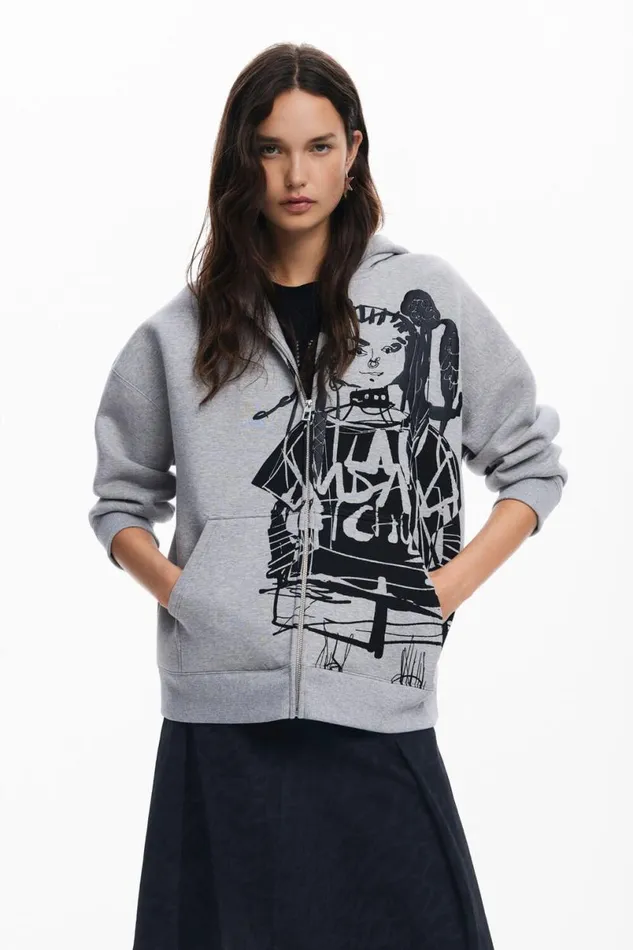 Women Jumpers Desigual Printed Zipper Sweatshirt M Christian Lacroix