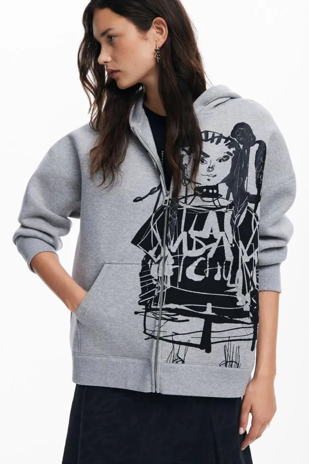 Women Jumpers Desigual Printed Zipper Sweatshirt M Christian Lacroix
