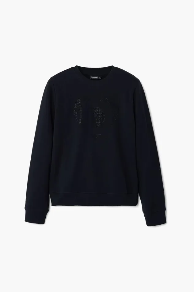 Women Jumpers Desigual Strass Logo Sweatshirt
