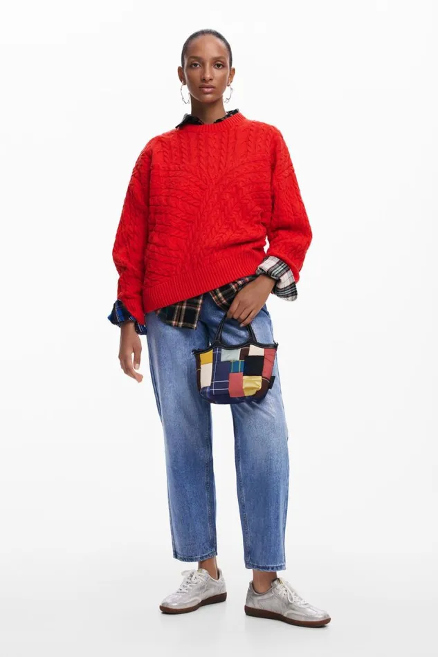 Women Jumpers Desigual Textured Knit Sweater