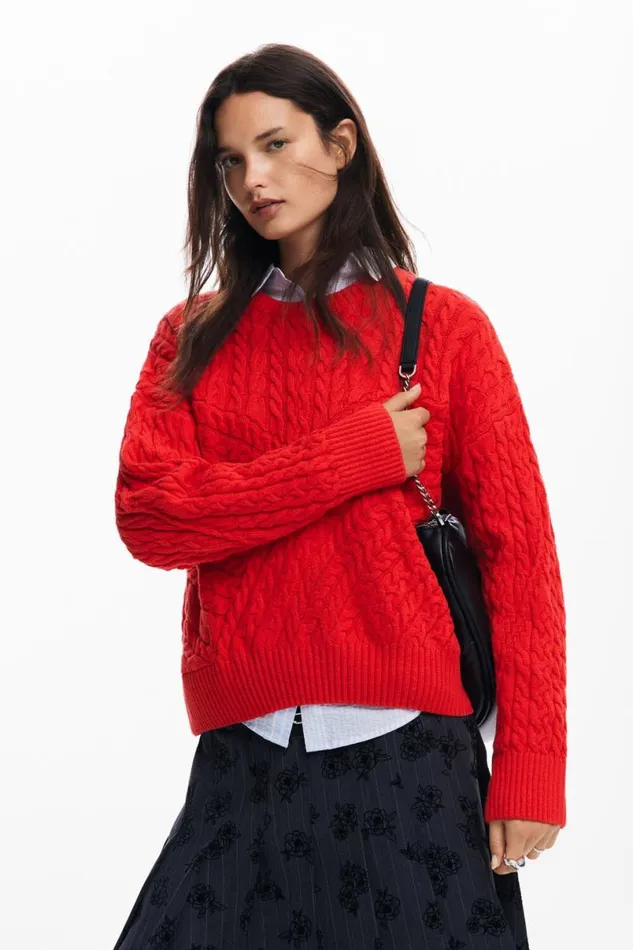 Women Jumpers Desigual Textured Knit Sweater