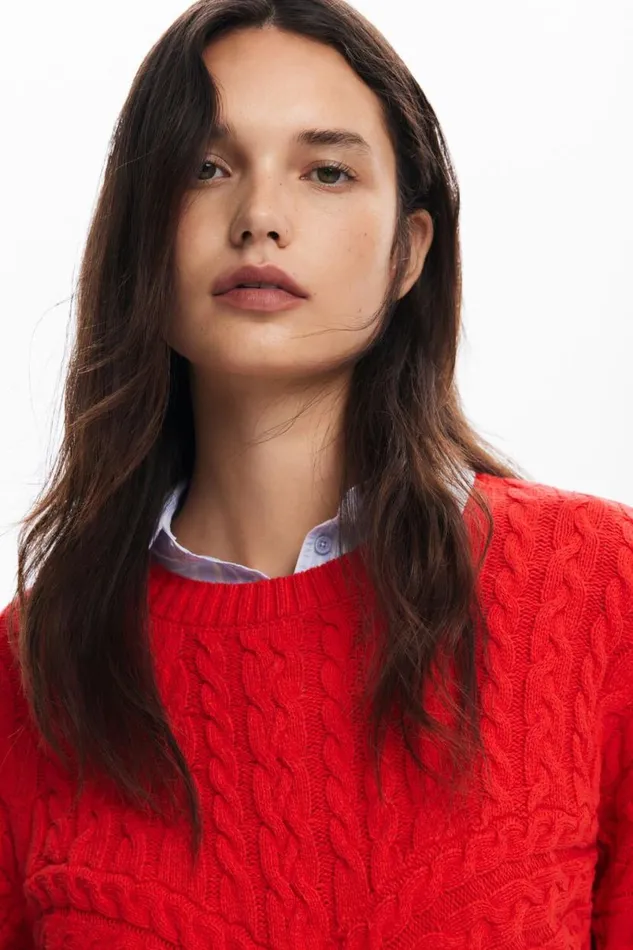 Women Jumpers Desigual Textured Knit Sweater