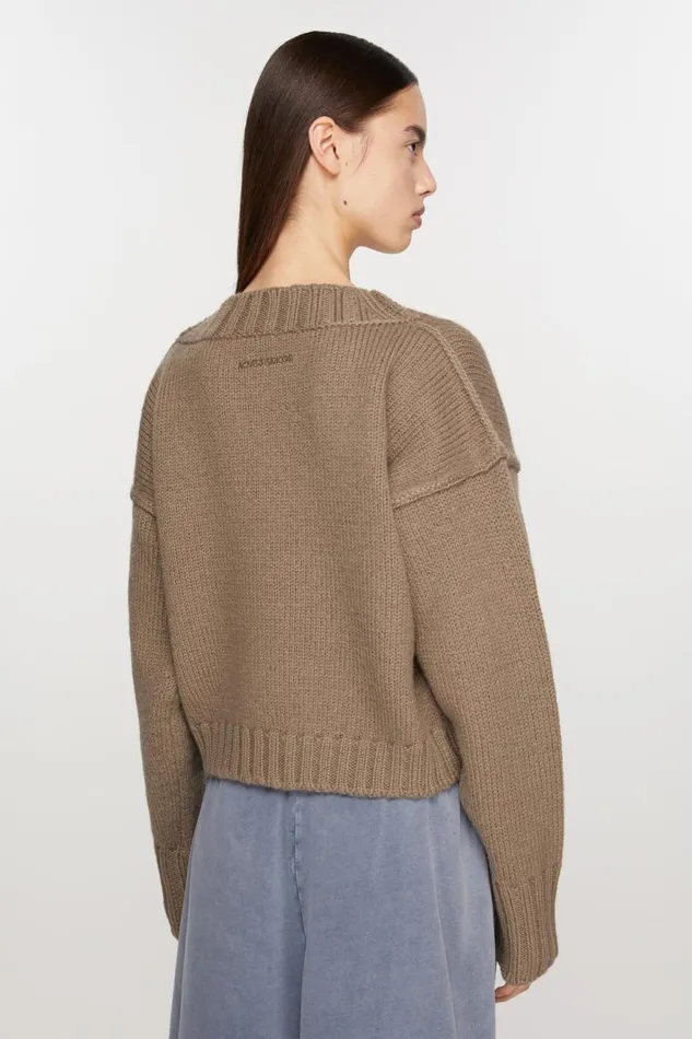 Women Knit Cardigan Mud Brown Acne Studios Knitwear