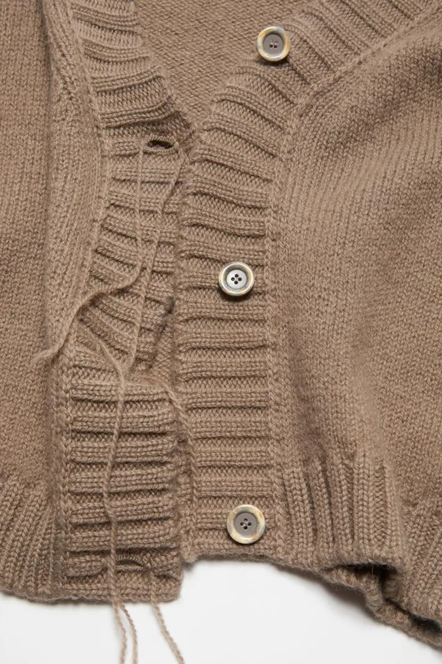 Women Knit Cardigan Mud Brown Acne Studios Knitwear