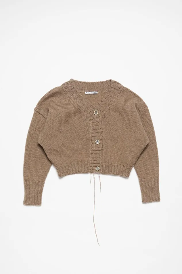 Women Knit Cardigan Mud Brown Acne Studios Knitwear