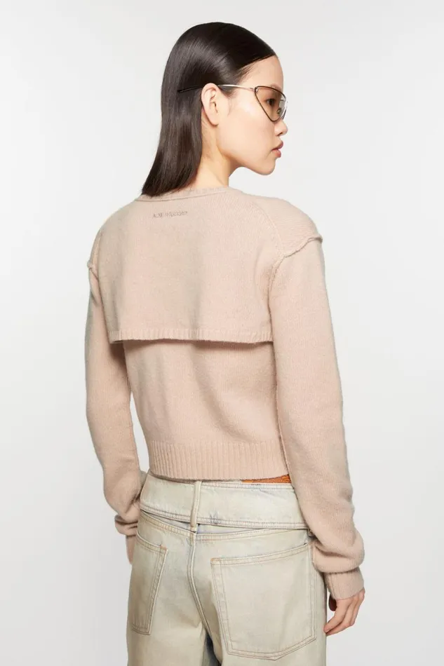 Women Knit Tank Top Cardigan Set Dusty Pink Acne Studios Knitwear