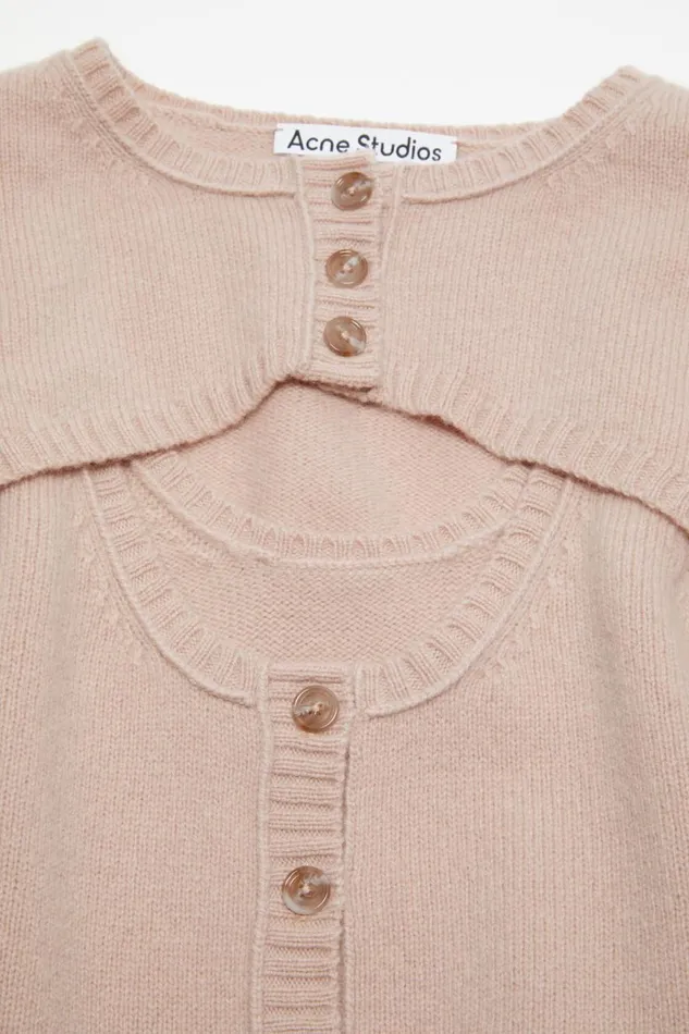 Women Knit Tank Top Cardigan Set Dusty Pink Acne Studios Knitwear