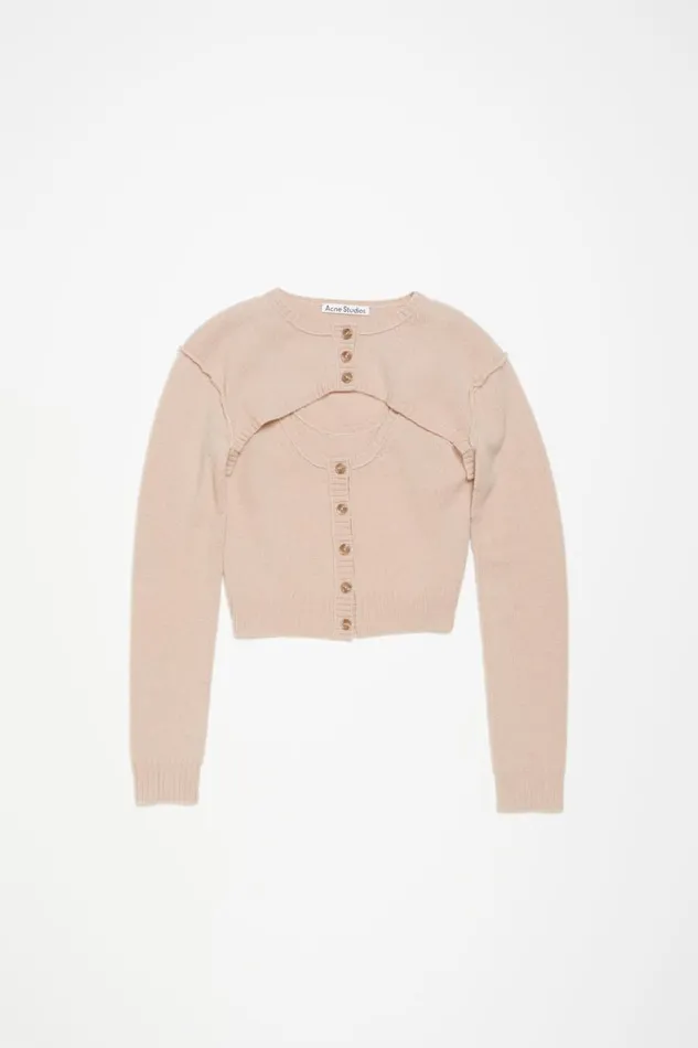 Women Knit Tank Top Cardigan Set Dusty Pink Acne Studios Knitwear