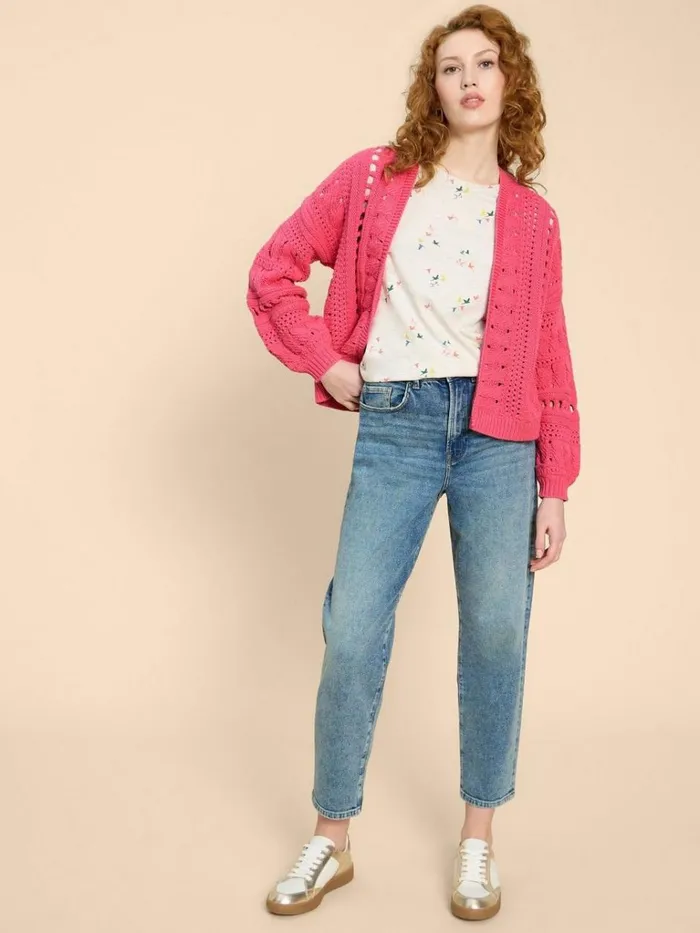 Women KNITWEAR White Stuff CASEY CARDI Bright Pink